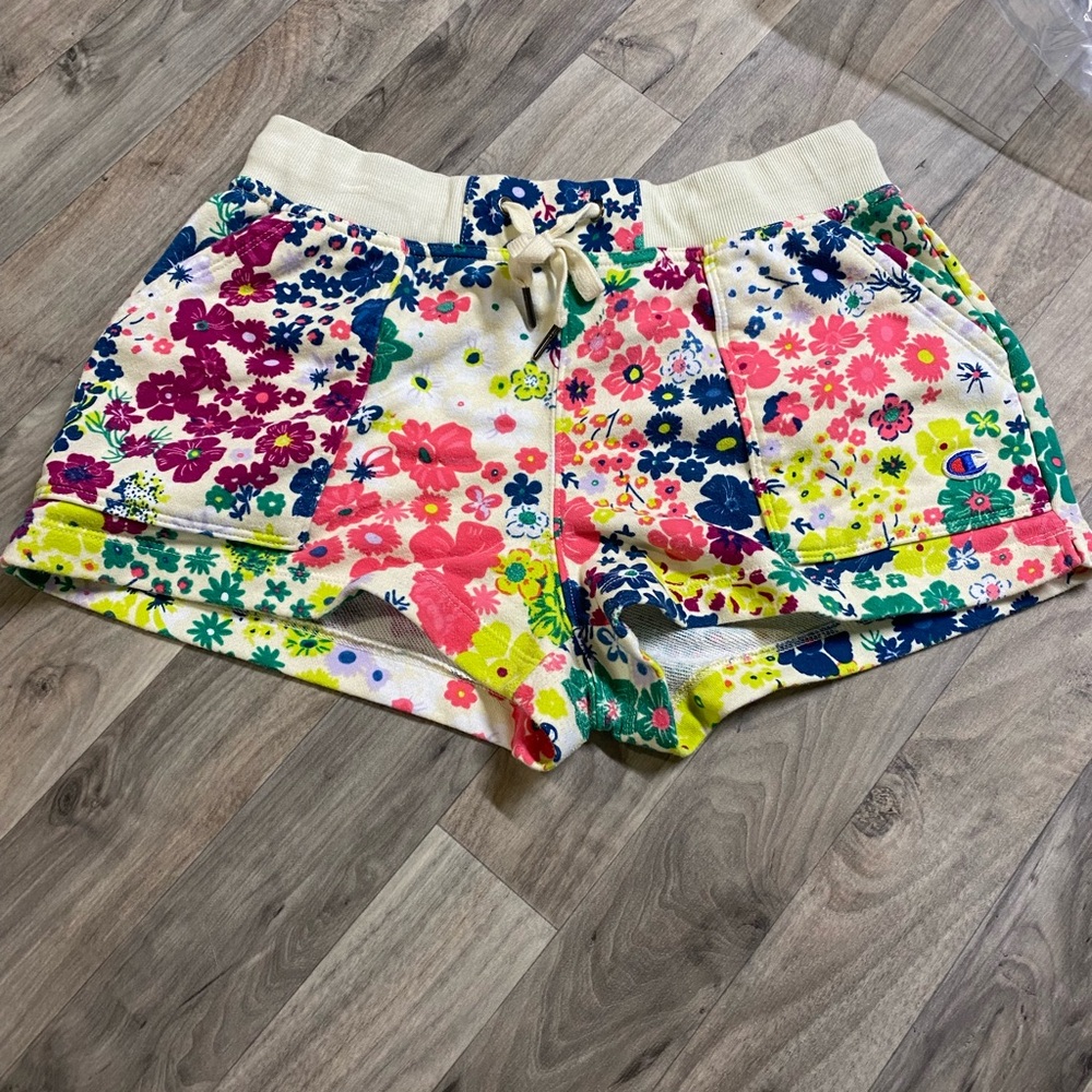 Floral Print Champion Cutoff Sweat Pants Shorts